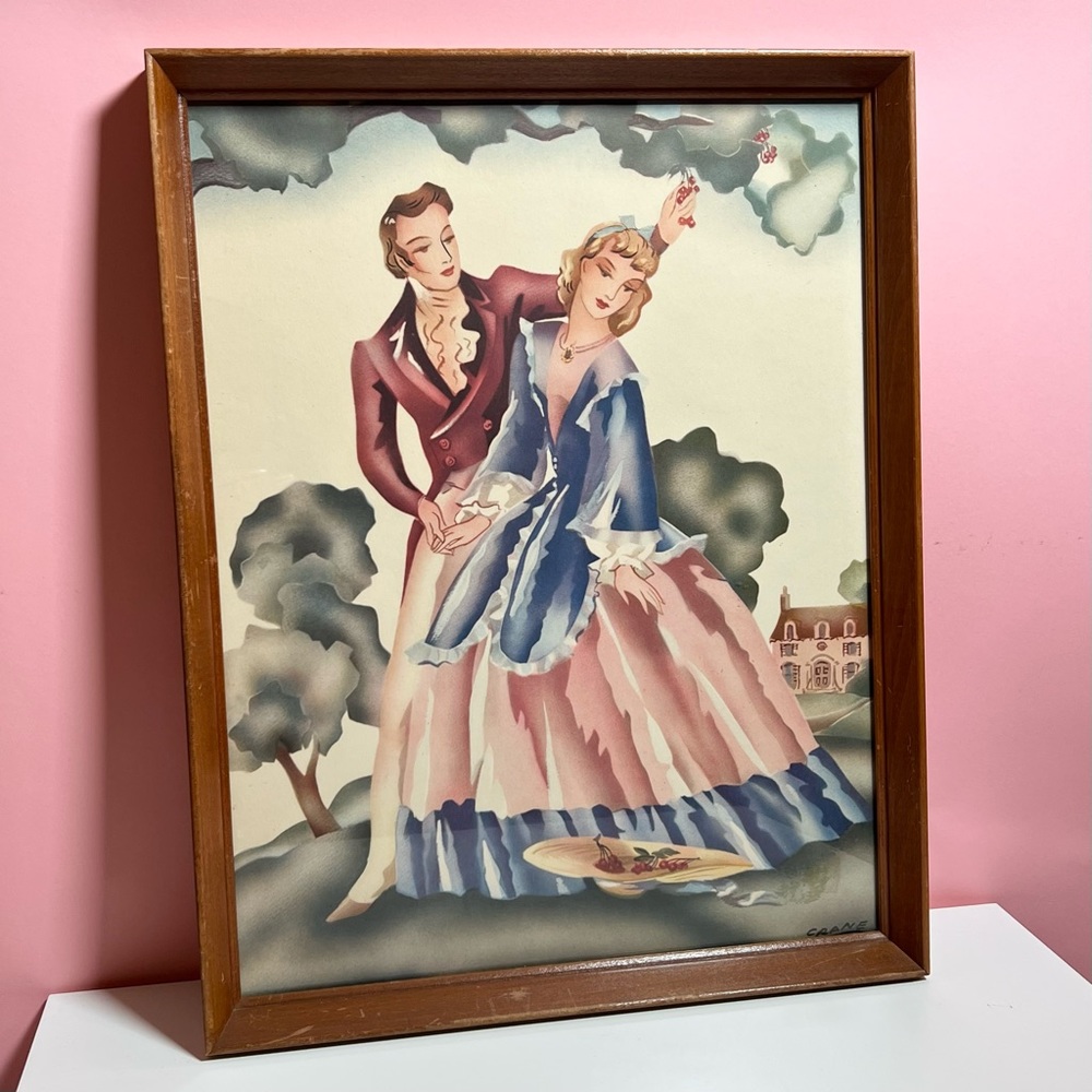 Vintage retro large fairytale framed art print